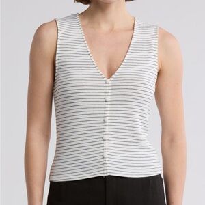 Rag & Bone Knit Stripe V-Neck Sleeveless Tee – Size M – NWT